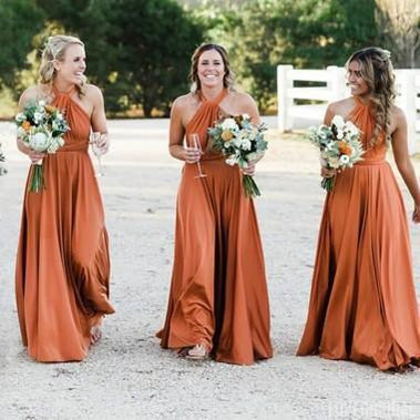 Halter Burnt Orange Custom Cheap Long Bridesmaid Dresses Online, WG357 LoverBridal Halter Burnt Orange Custom Cheap Long Bridesmaid Dresses Online, WG357 LoverBridal