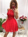 Halter Dark Red Applique Chiffon Short Cheap Homecoming Dresses Online, CM816