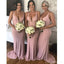 Halter Pale Pink Mermaid Floor Length Cheap Bridesmaid Dresses Online, WG562