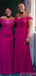 Hot Pink Mermaid Off Shoulder Cheap Long Bridesmaid Dresses Online,WG1017