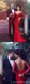 Illusion Mermaid Red Long Sleeves V-neck Cheap Long Prom Dresses,12634