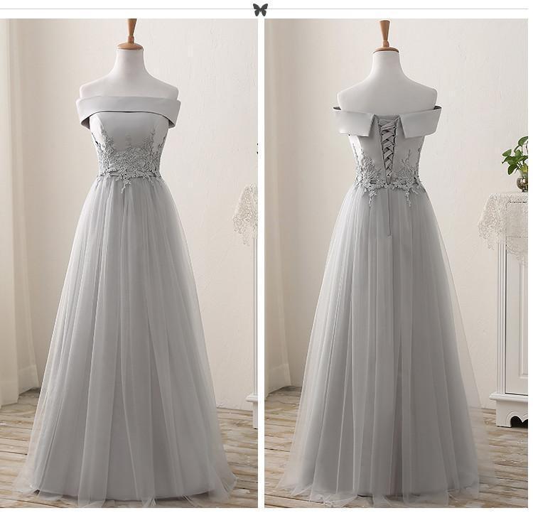 Lace Grey Mismatched Styles Chiffon Floor-Length Formal Long Bridesmaid Dresses, Affordable Custom Long Bridesmaid Dresses BD18001