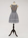 Lace Straps Grey Chiffon Short Cheap Homecoming Dresses Online, CM814