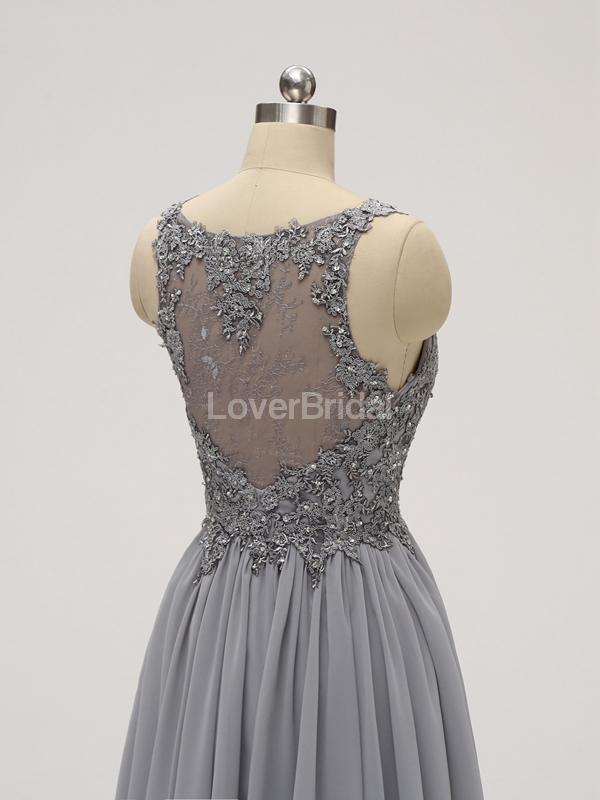 Lace Straps Grey Chiffon Short Cheap Homecoming Dresses Online, CM814