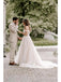 Long A-line Off Shoulder V-neck Sleeveless Lace Wedding Dresses,WD753