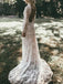 Long Mermaid Backless High Neck Long Sleeves Lace Wedding Dresses,WD752