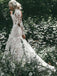 Long Mermaid Backless High Neck Long Sleeves Lace Wedding Dresses,WD752