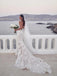 Long Mermaid Backless V-neck Spaghetti Straps Lace Wedding Dresses,WD738