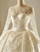 Long Sleeve V Neckline Lace Long Tail Wedding Dresses, Custom Made Wedding Dresses, Cheap Wedding Bridal Gowns, WD221