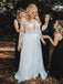 Long Sleeves Chiffon Beach Plus Size Wedding Dresses Online, Cheap Bridal Dresses, WD649