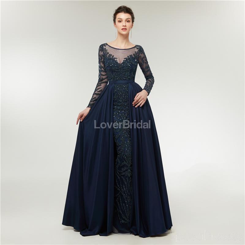 Long Sleeves Heavily Beaded Cheap Long Evening Prom Dresses, Evening Party Prom Dresses, 12004