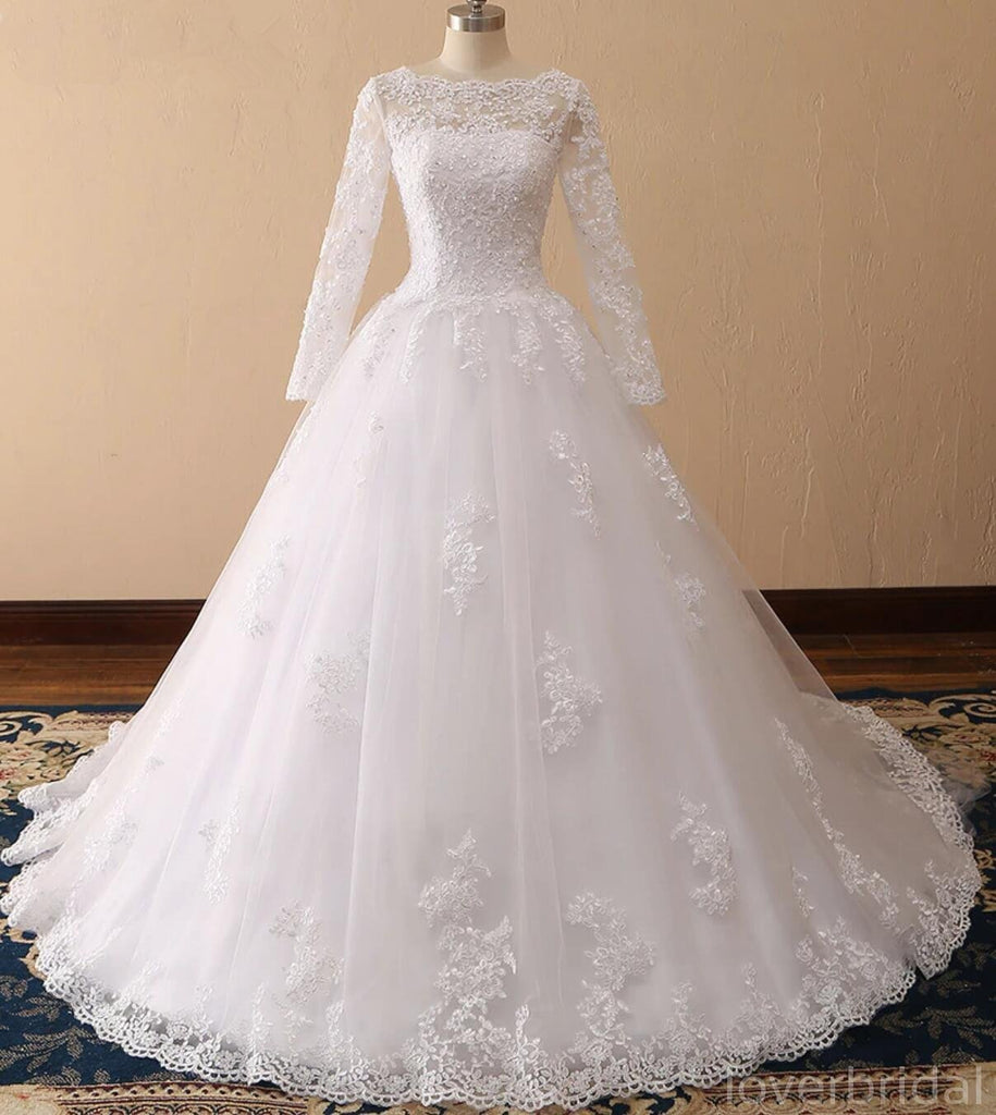 Long Sleeves Lace Beaded Cheap Wedding Dresses Online, Cheap Bridal Dr ...