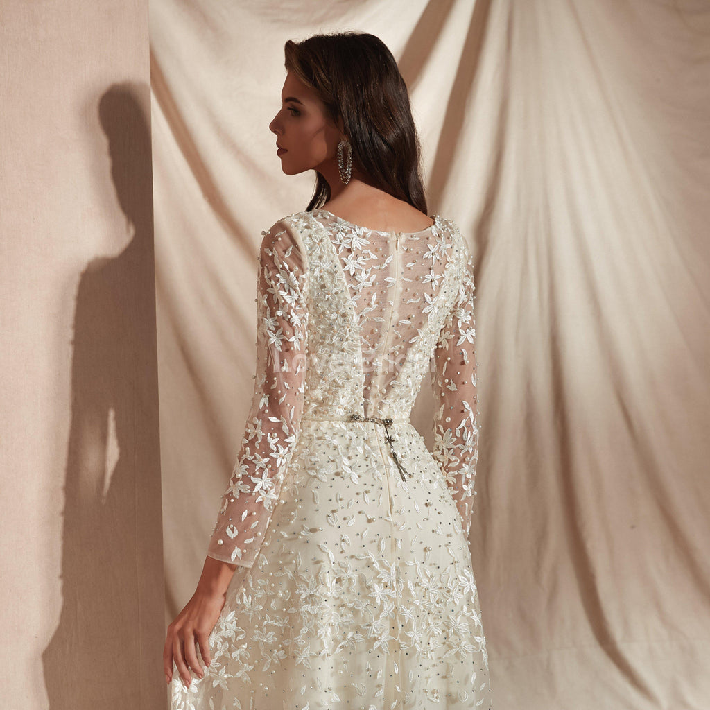 Long Sleeves Lace Cheap Wedding Dresses Online, Cheap Unique Bridal Dresses, WD578