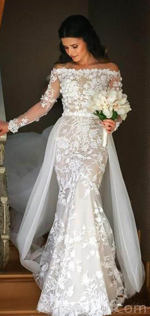 Long Sleeves Lace Mermaid Cheap Wedding Dresses Online, Cheap Bridal D ...