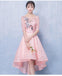 Long Sleeves Pink Lace High Low Cheap Homecoming Dresses Online, CM695