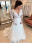 Long Sleeves See Through Cheap Wedding Dresses Online, Cheap Bridal Dresses, WD655