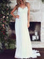 Low Back Spaghetti Straps Lace Bodice Beach Wedding Bridal Dresses, WD285
