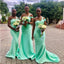 Mint Green Mermaid One Shoulder Long Bridesmaid Dresses Online,WG1000