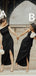 Mismatched Black Side Slit Sleeveless Simple Mermaid Bridesmaid Dresses Gown Online,WG925