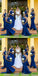Mismatched Blue Mermaid One Shoulder Maxi Long Bridesmaid Dresses,WG1490