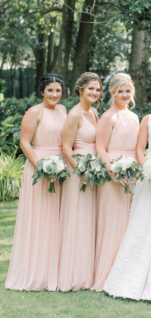 Mismatched Blush Pink Chiffon Long Bridesmaid Dresses Online, Cheap Bridesmaids Dresses, WG713