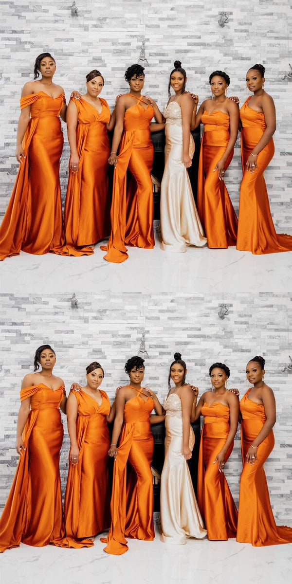 Mismatched Burnt Orange Mermaid Cheap Long Bridesmaid Dresses,WG1439 LoverBridal Mismatched Burnt Orange Mermaid Cheap Long Bridesmaid Dresses,WG1439 LoverBridal