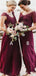 Mismatched Dark Red Chiffon Long Bridesmaid Dresses Online, WG793