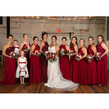 Mismatched Dark Red Long Cheap Bridesmaid Dresses Online, Cheap Bridesmaids Dresses, WG686