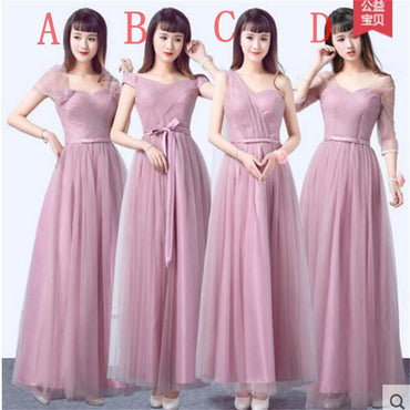 Mismatched Elegant Pink Tulle Long Bridesmaid Dresses, Cheap Custom Long Bridesmaid Dresses, Affordable Bridesmaid Gowns, BD010