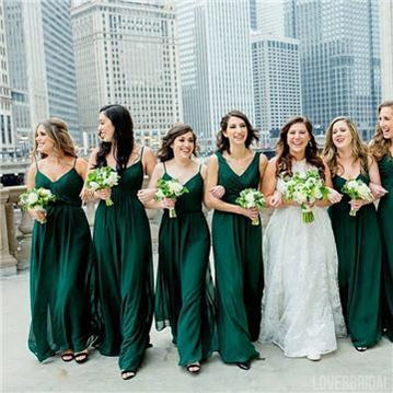 Mismatched Emerald Green Chiffon Cheap Bridesmaid Dresses Online, WG631
