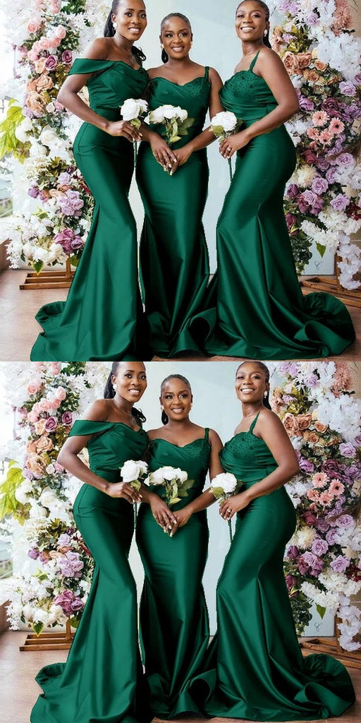 Mismatched Emerald Green Mermaid Cheap Long Bridesmaid Dresses Online,WG1095