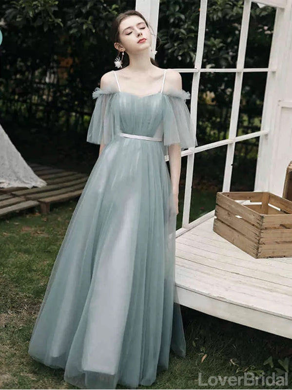 Mismatched Green A-line Cheap Long Bridesmaid Dresses Online,WG1080