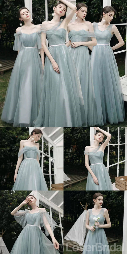 Mismatched Green A-line Cheap Long Bridesmaid Dresses Online,WG1080