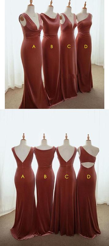 Mismatched Mermaid Dusty Rose Cheap Long Bridesmaid Dresses Online,WG970