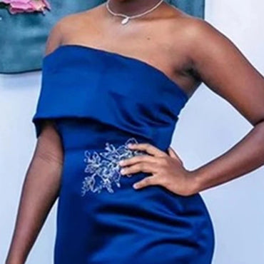 Mismatched Mermaid Royal Blue Sleeveless Short Bridesmaid Dresses Gown Online,WG928