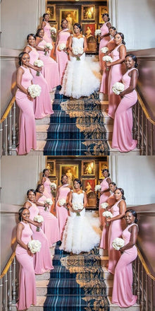 Mismatched Pink Mermaid Cheap Long Bridesmaid Dresses Online,WG1341