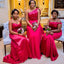 Mismatched Red Mermaid Cheap Long Bridesmaid Dresses Online,WG1467