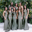 Mismatched Sage Green Mermaid Cheap Long Bridesmaid Dresses Online,WG1132