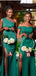 Mismatched Sexy Mermaid High Slit Green Long Bridesmaid Dresses Gown Online,WG939