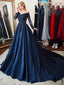 A-line Long Sleeves Blue Long Party Prom Dresses Online,Dance Dresses,12368