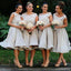 Morden Cap Sleeve Lace Organza Knee-Length On Sale Short Affordable Bridesmaid Dresses Ball Gown, WG117