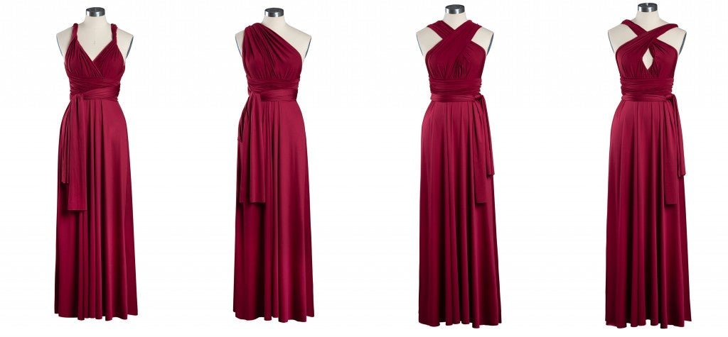 Multiway A-line Burgundy Cheap Long Bridesmaid Dresses Online,WG1043