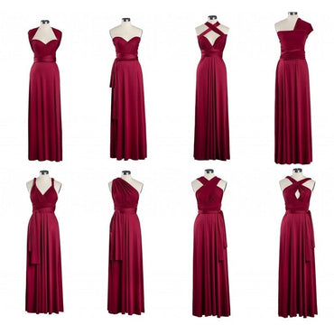Multiway A-line Burgundy Cheap Long Bridesmaid Dresses Online,WG1043