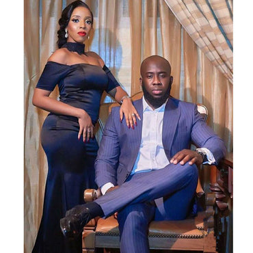 Navy Blue Mermaid Short Sleeves Cheap Long Bridesmaid Dresses,WG1357