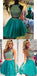 New Arrival turquoise two pieces beaded off shoulder casual homecoming prom dress,BD00143