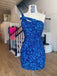 Newest Blue One Shoulder Short Homecoming Dresses,Cheap Short Prom Dresses,CM936