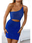 Newest Blue One Shoulder Short Homecoming Dresses,Cheap Short Prom Dresses,CM943