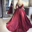 Off Shoulder 1/2 Long Sleeve A line Red Evening Prom Dresses, Popular Party Prom Dresses, Custom Long Prom Dresses, Cheap Formal Prom Dresses, 17211