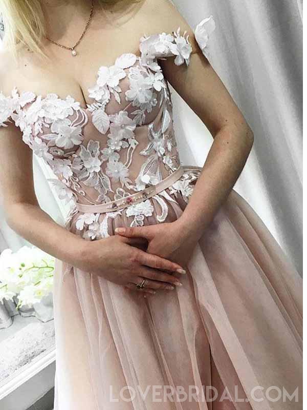 Off Shoulder Cute Hand Made Flower Long Evening Prom Dresses, Cheap Cu LoverBridal Off Shoulder Cute Hand Made Flower Long Evening Prom Dresses, Cheap Cu LoverBridal
