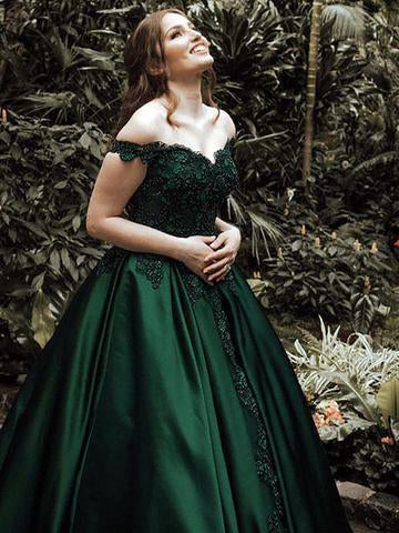 Off Shoulder Dark Green A-line Long Evening Prom Dresses, Cheap Sweet LoverBridal Off Shoulder Dark Green A-line Long Evening Prom Dresses, Cheap Sweet LoverBridal